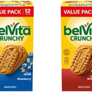 belVita Breakfast Biscuits Variety Pack, Blueberry and Cinnamon Brown Sugar, Value Pack, 24 Total Packs, 2 Boxes (4 Biscuits Per Pack)